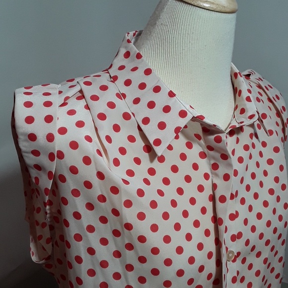 XXI cream short sleeve blouse with red polka dots - Picture 7 of 7
